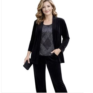 T & Company 3 Piece Velvet Velour Formal Outfit Dressy Evening Going Out